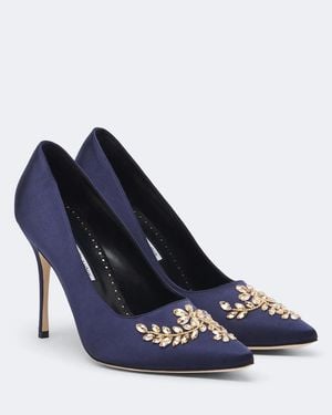 Manolo Blahnik Verzierte Pumps Pasadis Aus Satin - Blau