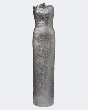 Roland Mouret Vestido De Fiesta Bustier Jacquard De Lame - Gris