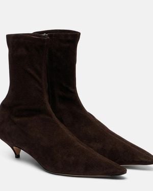 The Row Liisa 40 Suede Ankle Boots - Brown