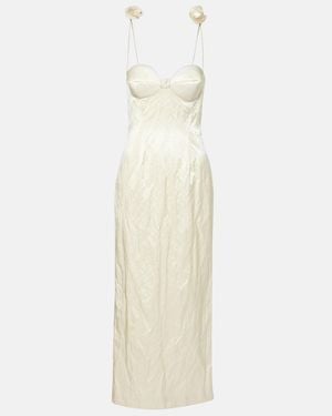 Magda Butrym Floral-Applique Cotton-Blend Bustier Dress - White