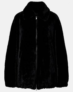 Nour Hammour Plush Shearling Jacket - Black