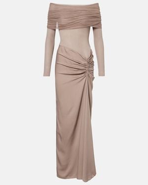 Christopher Esber Sonora Off-Shoulder Jersey Gown - Natural
