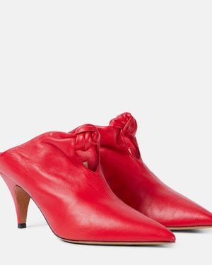 KHAITE Rowan Leather Mules - Red