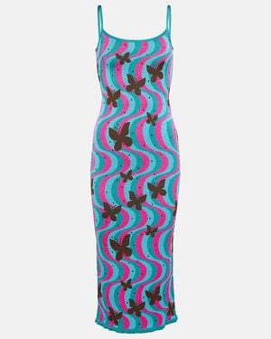 Alessandra Rich Jacquard Midi Dress - Blue