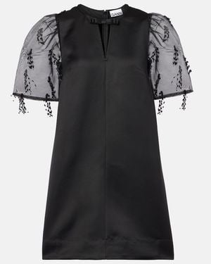 Ganni Embroidered Organza Minidress - Black