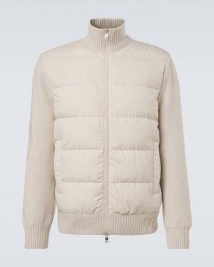 Moncler Cardigan Tricot En Laine Vierge - Neutre