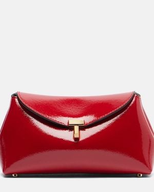 TOTEME T-Lock Mini Patent Leather Clutch - Red