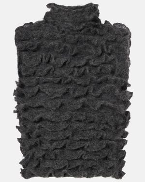 Alaïa Ruffled Mohair-Blend Turtleneck Top - Black