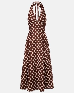 Faithfull the Brand Marais Polka-Dot Linen Midi Dress - Purple