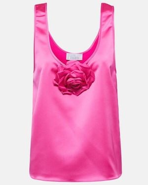 GIUSEPPE DI MORABITO Rose-Applique Satin Top - Pink
