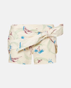 Rabanne Bedruckte Shorts Aus Baumwolle - Natur