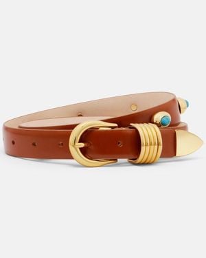 DEHANCHE Hollyhock Embellished Leather Belt - Brown