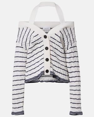 McQueen Cable-Knit Striped Cardigan - White