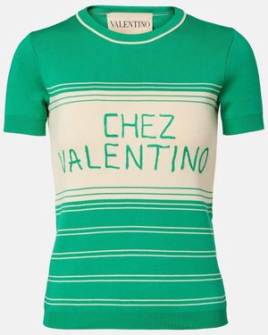 Valentino Chez Striped Cotton Top - Green