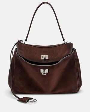 Balenciaga Rodeo Small Suede Top-Handle Bag - Brown
