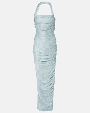 Marmar Halim Pleated Crepe Corset Gown - Blue