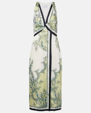 Veronica Beard Kaliza Floral Twill Midi Dress - Green