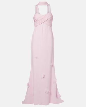 Self-Portrait Scarf-Detail Georgette Gown - Pink