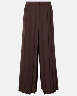 JOSEPH Tibre Plisse Wide-Leg Pants - Brown