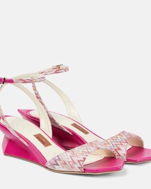 Missoni Zig Zag Wedge Sandals - Pink