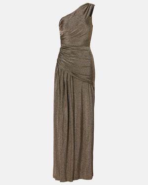 Diane von Furstenberg Rafael Asymmetric Lame Maxi Dress - Natural