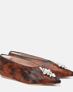 Simone Rocha Embellished Calf Hair Ballet Flats - Brown