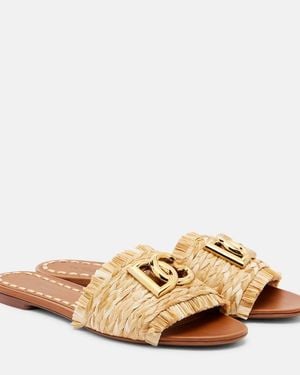 Dolce & Gabbana Dg Raffia-Effect Slides - Natural