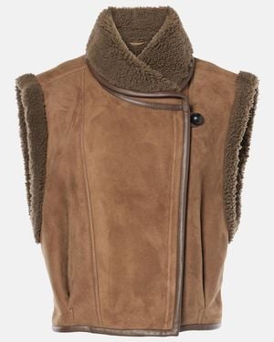 Isabel Marant Alime Shearling-Trimmed Suede Vest - Brown