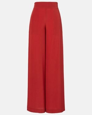 JOSEPH Rihani Silk Wide-Leg Trousers - Red