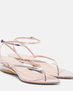 Alaïa Invisible Leather Wedge Thong Sandals - Pink