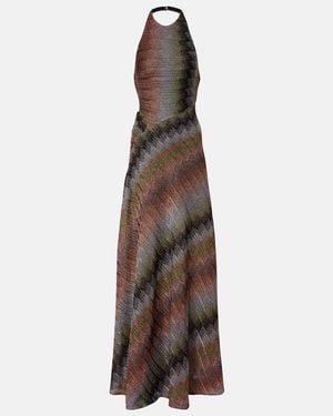 Missoni Zigzag Halterneck Lame Maxi Dress - Brown