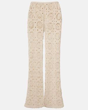 FRAME The Crochet Cotton Wide-Leg Trousers - Natural
