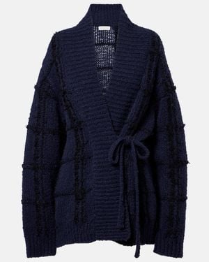 Dries Van Noten Cardigan De Lana A Cuadros - Azul
