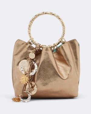 Aquazzura Bucket Bag Night Stars Aus Metallic-Leder - Natur
