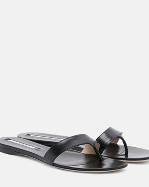 Christen Helix Leather Thong Sandals - Black