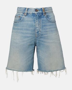 Chloé Shorts De Denim Con Efecto Desgastado - Azul