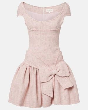ShuShu/Tong Bow-Detail Distressed Tweed Minidress - Pink