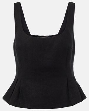 Posse Rosalie Peplum Linen Top - Black
