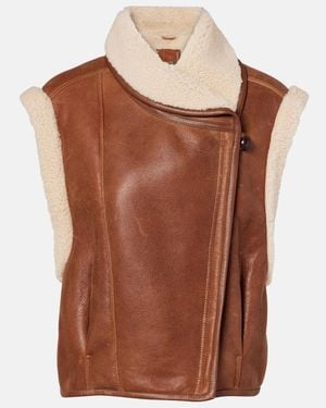 Isabel Marant Alime Shearling-Trimmed Leather Vest - Brown