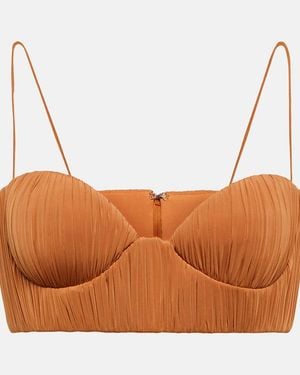 Alex Perry Preston Ruched Top - Brown