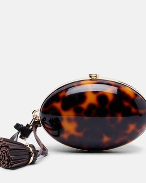 Self-Portrait Oval Small Clutch - Brown