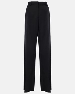 Valentino Grisaille Virgin Wool Straight Trousers - Blue