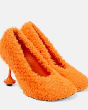 Loewe Toy 90 Faux Shearling Pumps - Orange