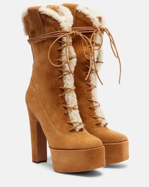 Paris Texas Malena 145 Suede Platform Lace-Up Boots - Brown