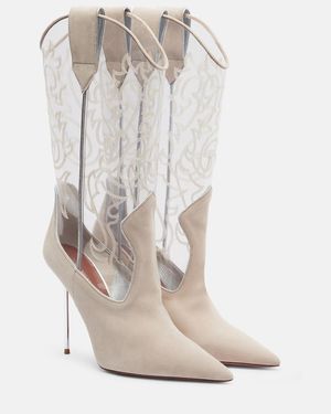 Paris Texas Lidia 105 Suede And Pvc Cowboy Boots - White