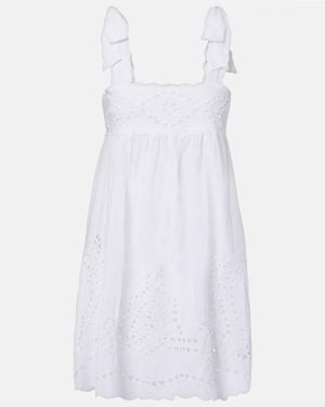 Juliet Dunn Broderie Anglaise Scalloped Cotton Minidress - White