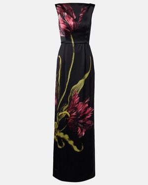 Erdem Floral Duchess Satin Gown - Black