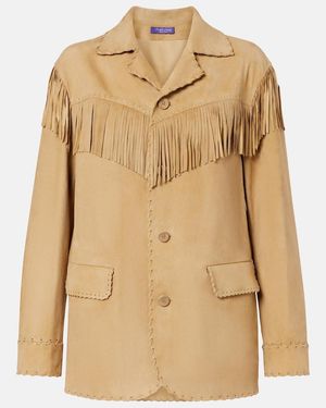 Ralph Lauren Ryland Fringed Suede Jacket - Natural