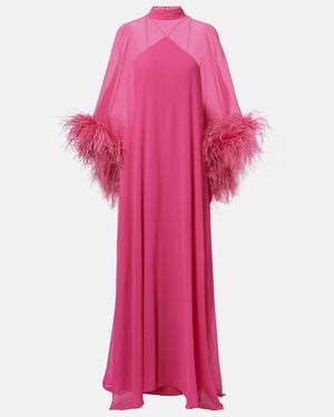 Taller Marmo Caftan Penelope De Seda Con Plumas - Rosa