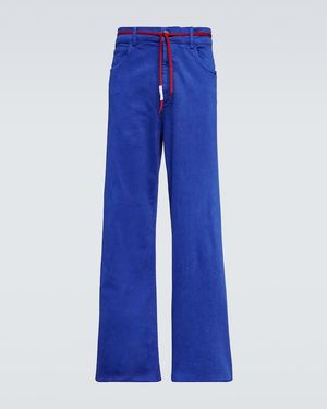 Marni Mid-Rise Straight Cotton-Blend Trousers - Blue